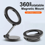 Magnetic Car Phone Holder for MagSafe 360 degrees Adjustable Alloy Folding Magnetic Car Navigation Mount for iPhone 15 14 13 12