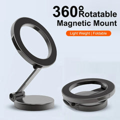 Magnetic Car Phone Holder for MagSafe 360 degrees Adjustable Alloy Folding Magnetic Car Navigation Mount for iPhone 15 14 13 12