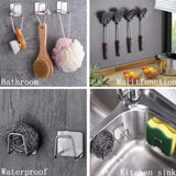 Kitchen Sponge Stainless Steel Bracket Drainage Basket Sink Cleaning Brush Hook Sponge Storage Rack Wall Hook Kitchen Organizer