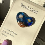 Glass Beach Pocket Heart Natural Heart Sea Fused Handmade Ocean Glass Heart Ornament Mini Cute Beach Decorative