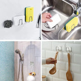 Kitchen Sponge Stainless Steel Bracket Drainage Basket Sink Cleaning Brush Hook Sponge Storage Rack Wall Hook Kitchen Organizer