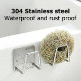 Kitchen Sponge Stainless Steel Bracket Drainage Basket Sink Cleaning Brush Hook Sponge Storage Rack Wall Hook Kitchen Organizer